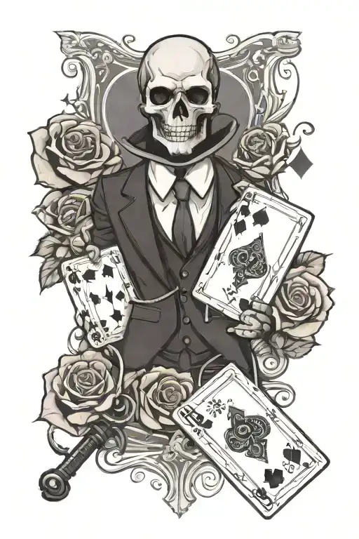 A Suit With A Rose Head Holding An Ace Of Diamonds Card And Keys In One Hand