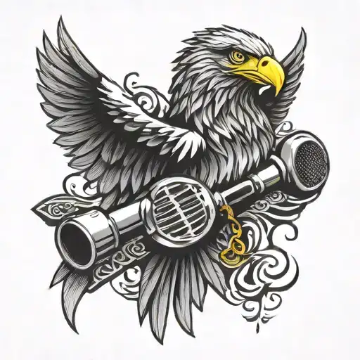 A Stylized Microphone With Eagle Wings As The Backdrop