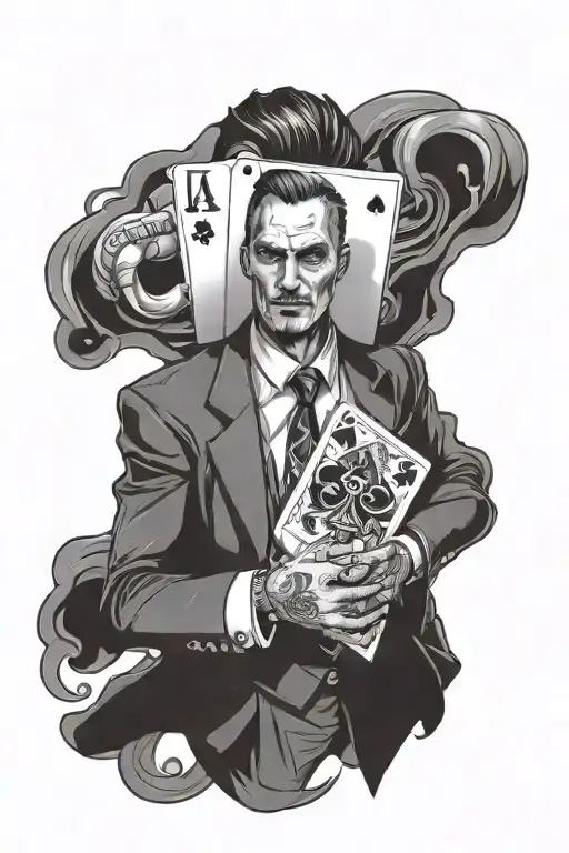 A Man In A Suit Holding An Ace Card And A Key In One Hand