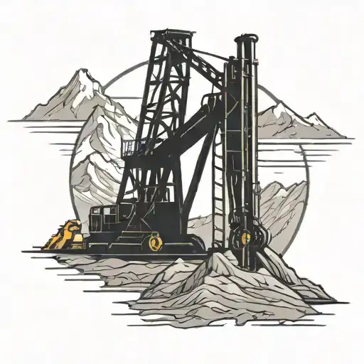 A Silhouette Of A Well Driller Working On A Drilling Rig With Mountains In The Background