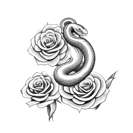 Snake Coming Out Of Roses