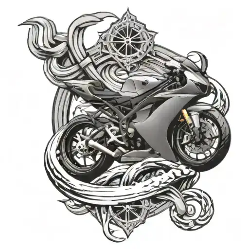 Sea Waves Crashing In The Background And Anchor Intertwined Racing Bike Yamaha R6