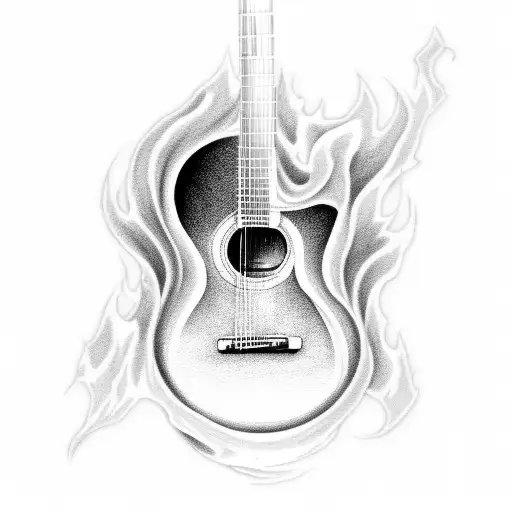 A Guitar Engulfed In Flames