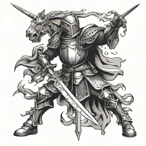 A Knight Fighting Against Anxiety Demons