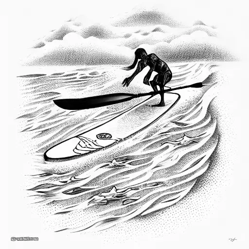 Full-arm Sleeve Of The Sea And Beach Including Stand-up Paddle Board And Scuba