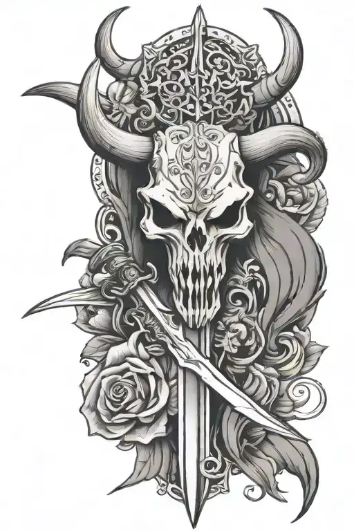 Dagger And Bull Skull