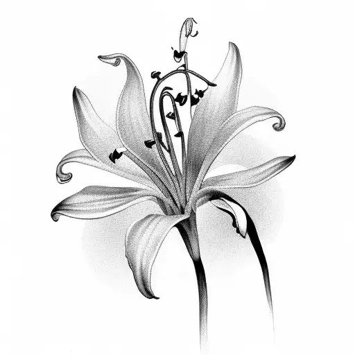 A Scientific Illustration Of A Lily Of The Valley Flower In Black And Grey Style