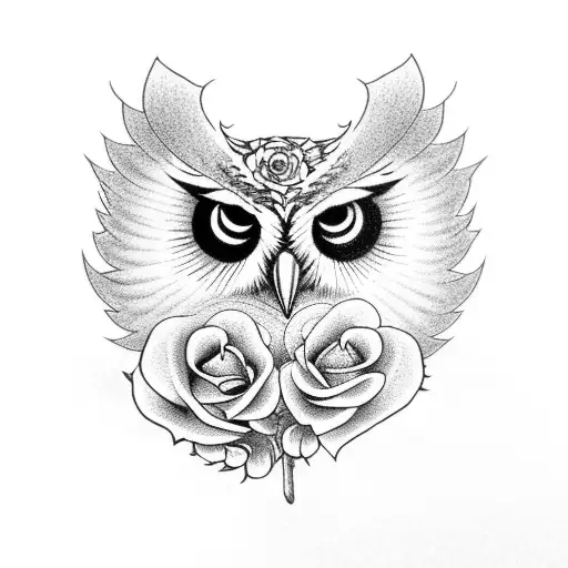Owl With Roses