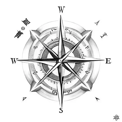 A Black-grey Tattoo Of A Compass With The Blackpink Logo Incorporated Into The Design