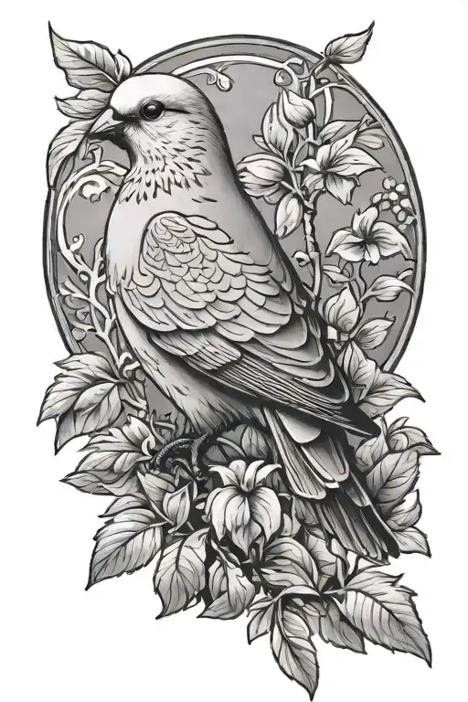 Dove And Cardinal Perched