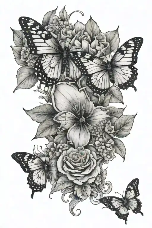 Plants Or Vine Around Kneecap With Butterfly Above The Knee On The Other Leg