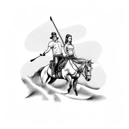 A Guy And A Girl Horseback Riding