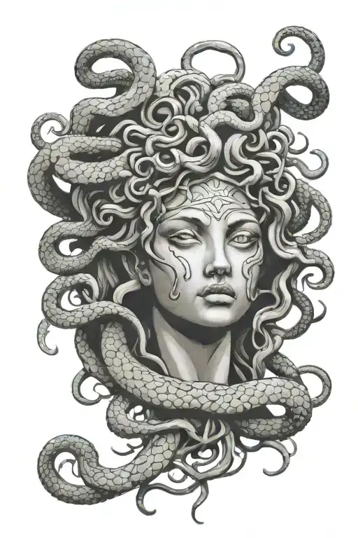 Medusa Statue Broken Snakes