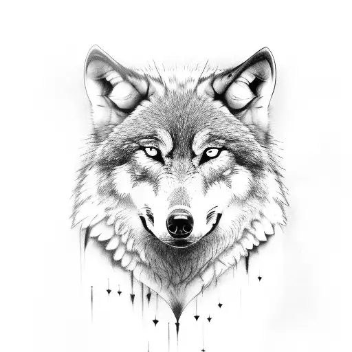 Wolf With Raven And Moon