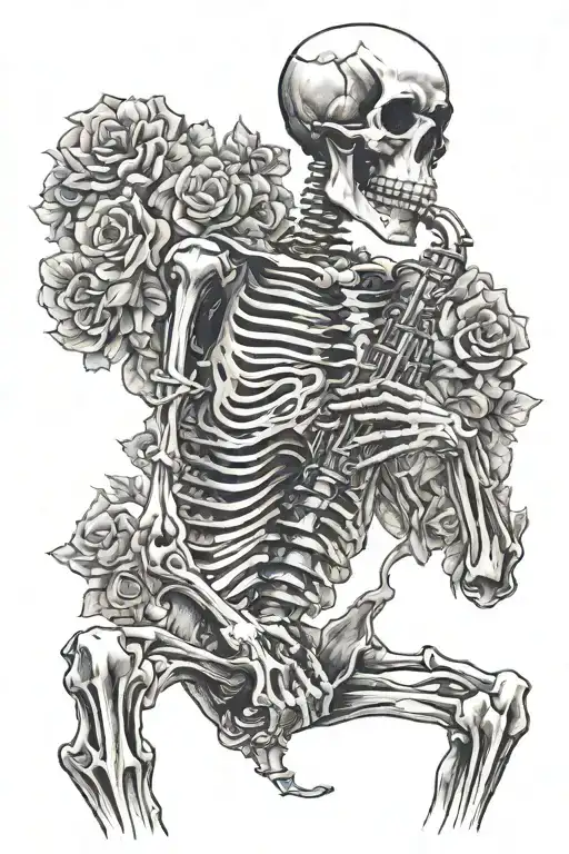 Skeleton Playing Saxaphone