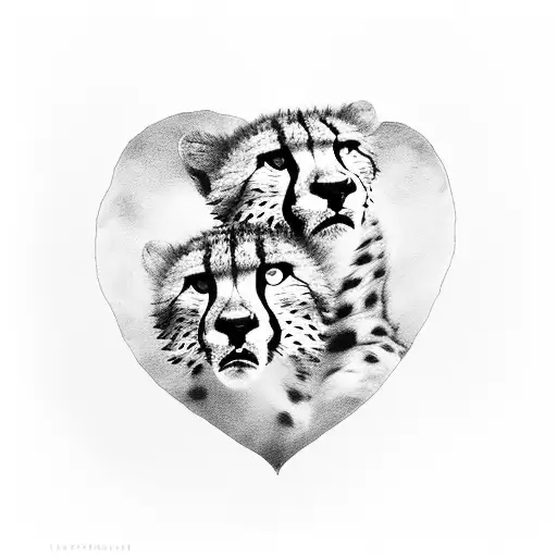 Two Cheetahs In Love Encased In A Heart