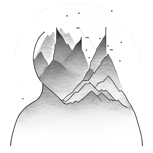 Man Looking In Mirror With Mountain Scenery