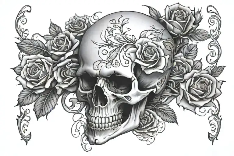 Skull And Roses Wrapped