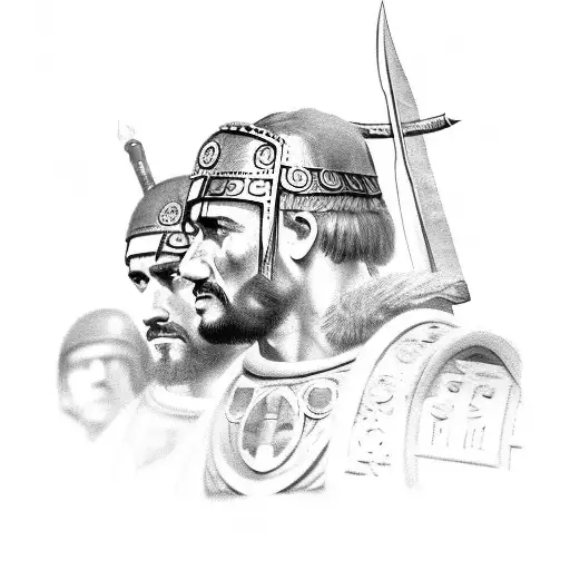 Dacian Warrior In Bethel With 3 Roman Soldier