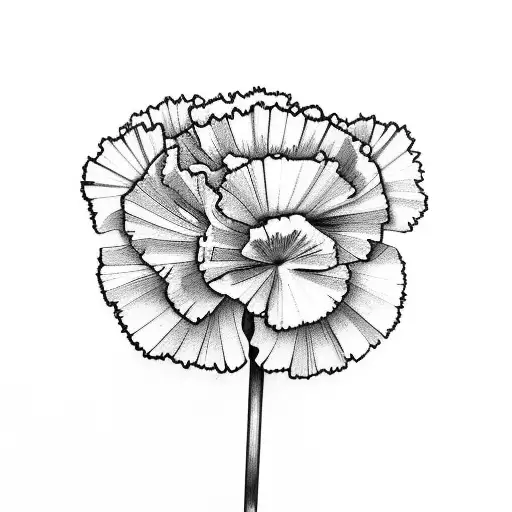 Four Carnations In A Rectangle With Black Background