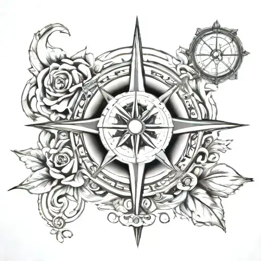 Greek Goddess And Compass Rose