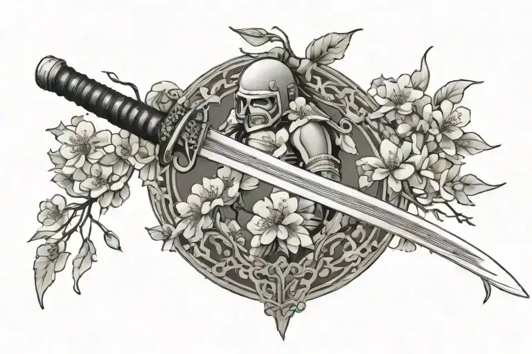 Katana With Cherry Blossom Tree