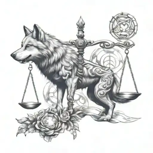 Wolf And Libra Scale Intertwined