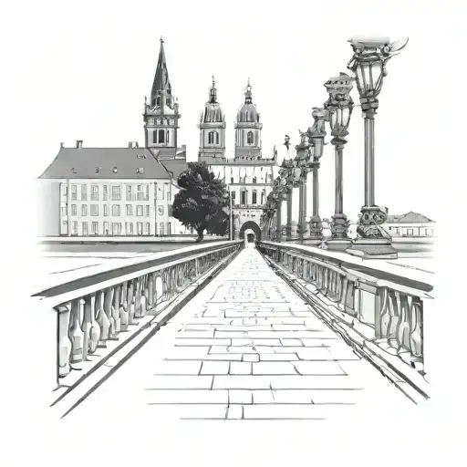 Old Town Osijek In The Background The Pedestrian Brige