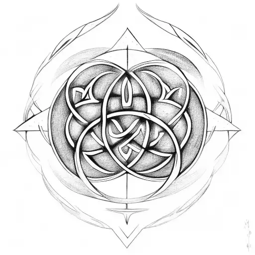 Sketch A Unique Interpretation Of The Triquetra Merging With The Branches Of The Norse Tree Of Life