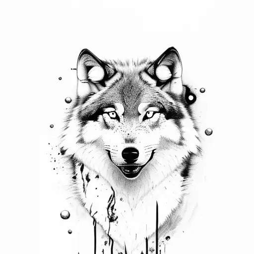 Black And White Wolf With Blood Thirst