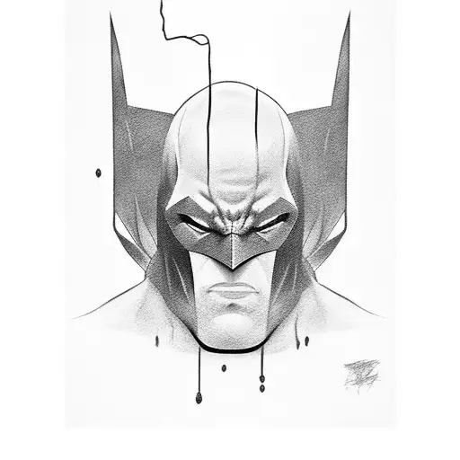 A Black And Grey Portrait Of Batman's Iconic Cowl