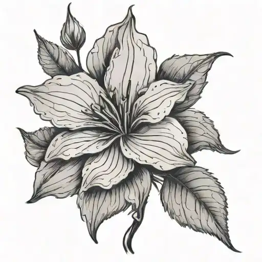 Floral Veiny Flower With Stem