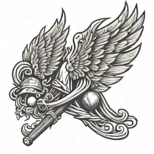 Baseball Background Angel Wings