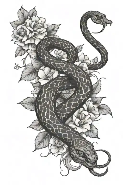 Snake And Flowers