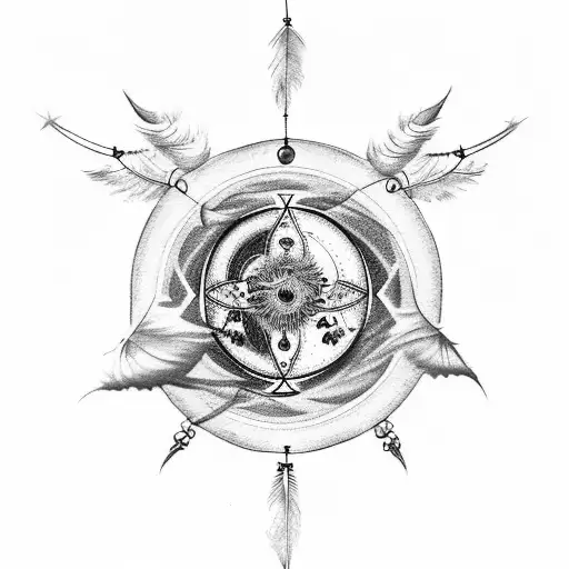 A Mysterious Tattoo With Taurus Stars And A Dreamcatcher Ying Yang