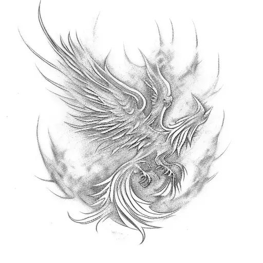 Phoenix Rising From Flames