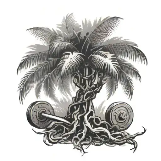 Intricate Palm Tree Roots Forming Barbells