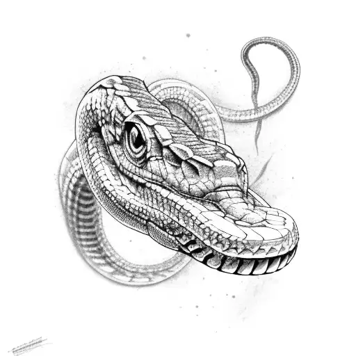 Arm Sleeve Venomous Snake Preparing To Strike