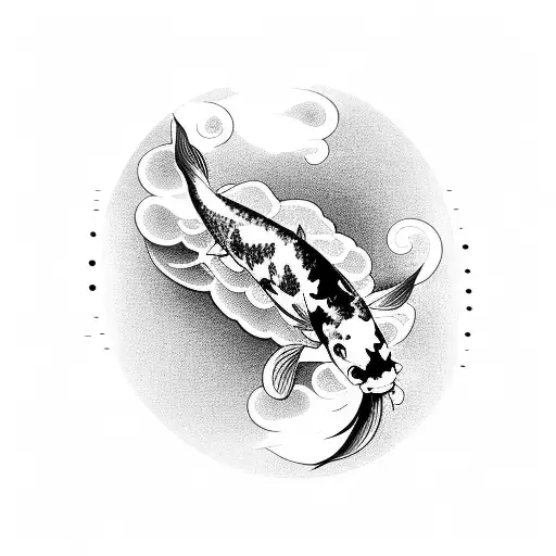 Koi Fish With Japanese Cloud
