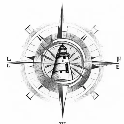 Lighthouse With A Compass And Mountain