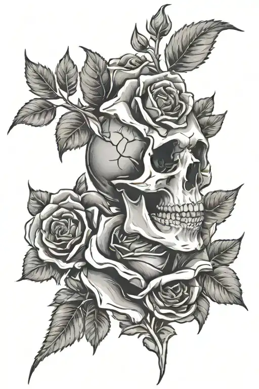Skeleton With Rose With Thorns