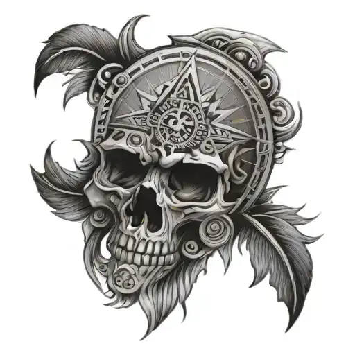 Aztec Skull Compass