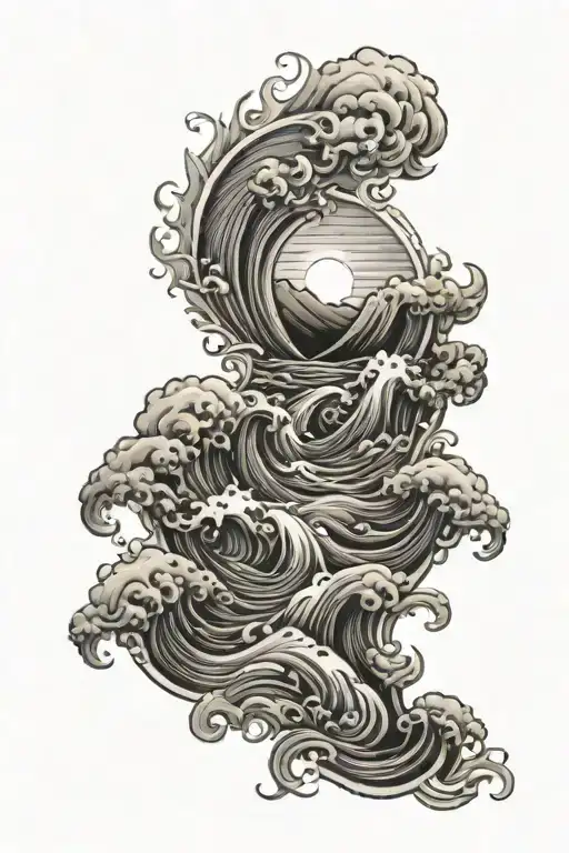 Rough Water Stream Flowing Sun Setting