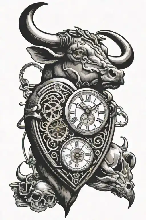 Mechanical Heart Whit Pocket Watch And Bull