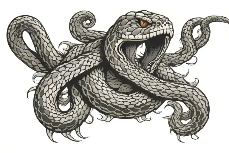 Snake Around Color Bone Tearing Through Skin