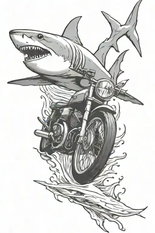 Shark Swimming Next To Motorcycle