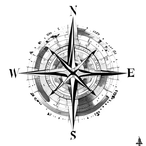 Compass And Map With Coordinates Of Memorable Exploration Spots