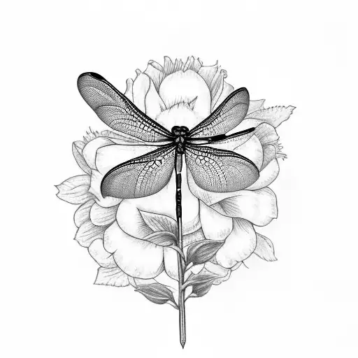 A Dragonfly Perched On A Blooming Strawberry Plant