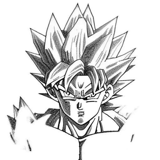 Goku Transforming Into A Super Saiyan With Black And Grey Shading