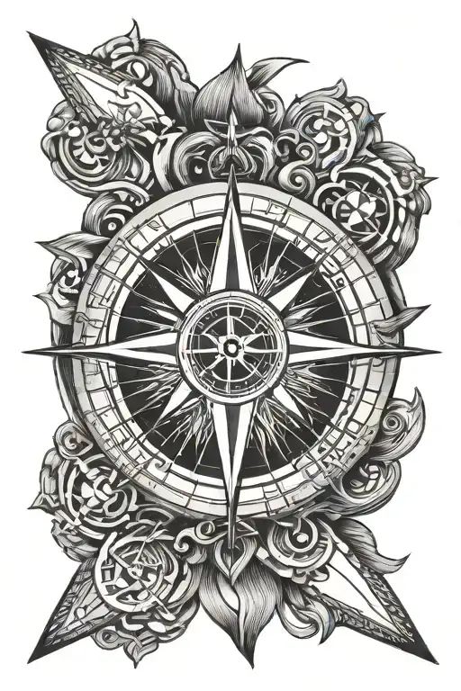 Zia Symbol With Nautical Compass Inside